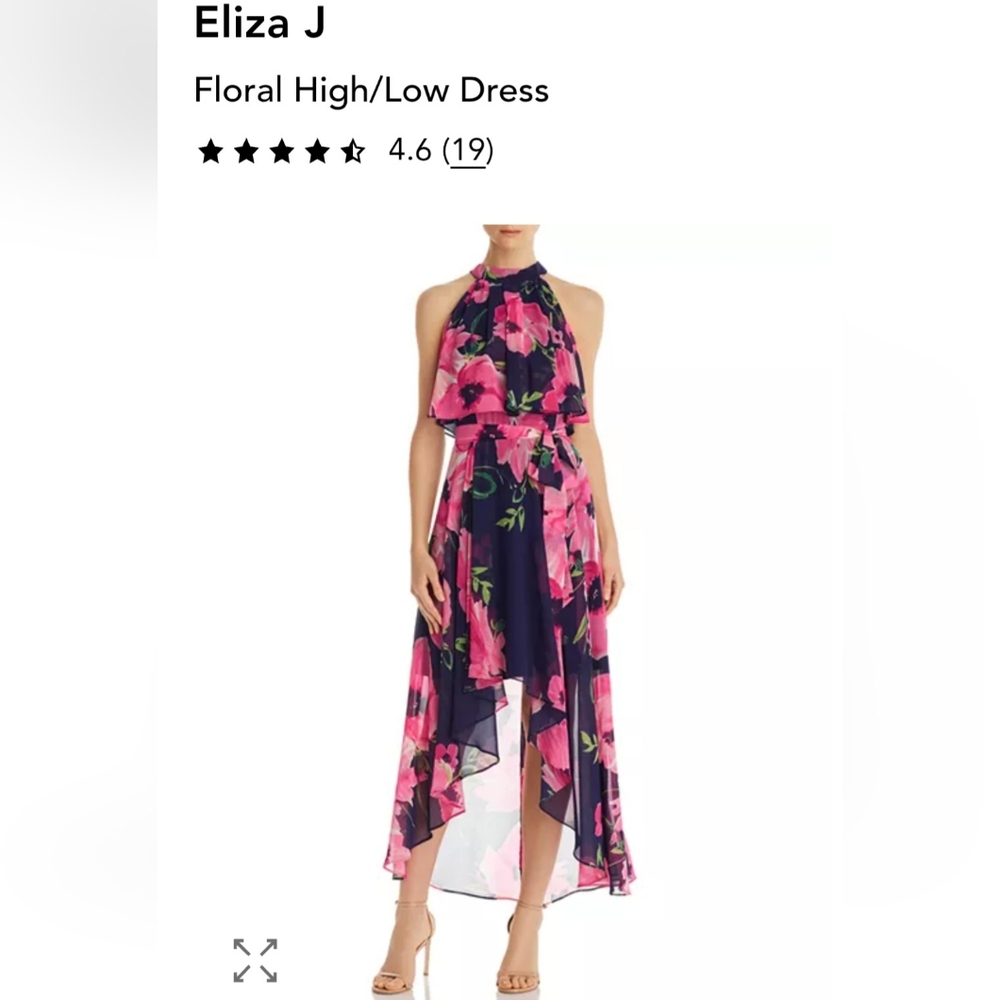 🆕️ NWT Eliza J Navy and Pink Floral High/Low Dress